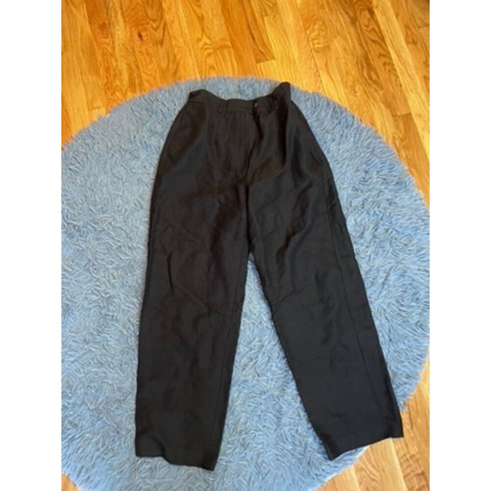 Emma James Black Linen Blend Straight Leg Ankle Pants Size 10